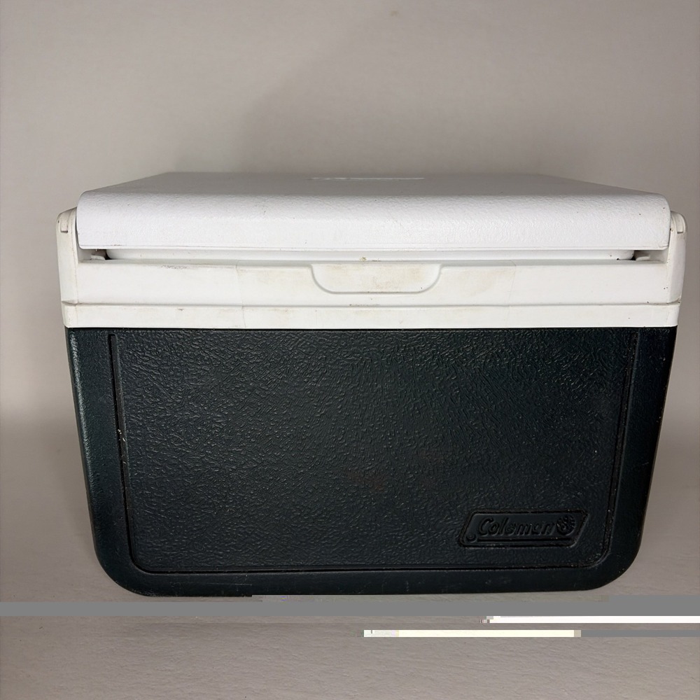 Vintage Coleman 6 Pk 5 Qt Lunch Box Dark Green White Cooler Model 5205